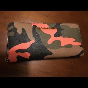Authentic Michael Kors Orange Camo Wallet